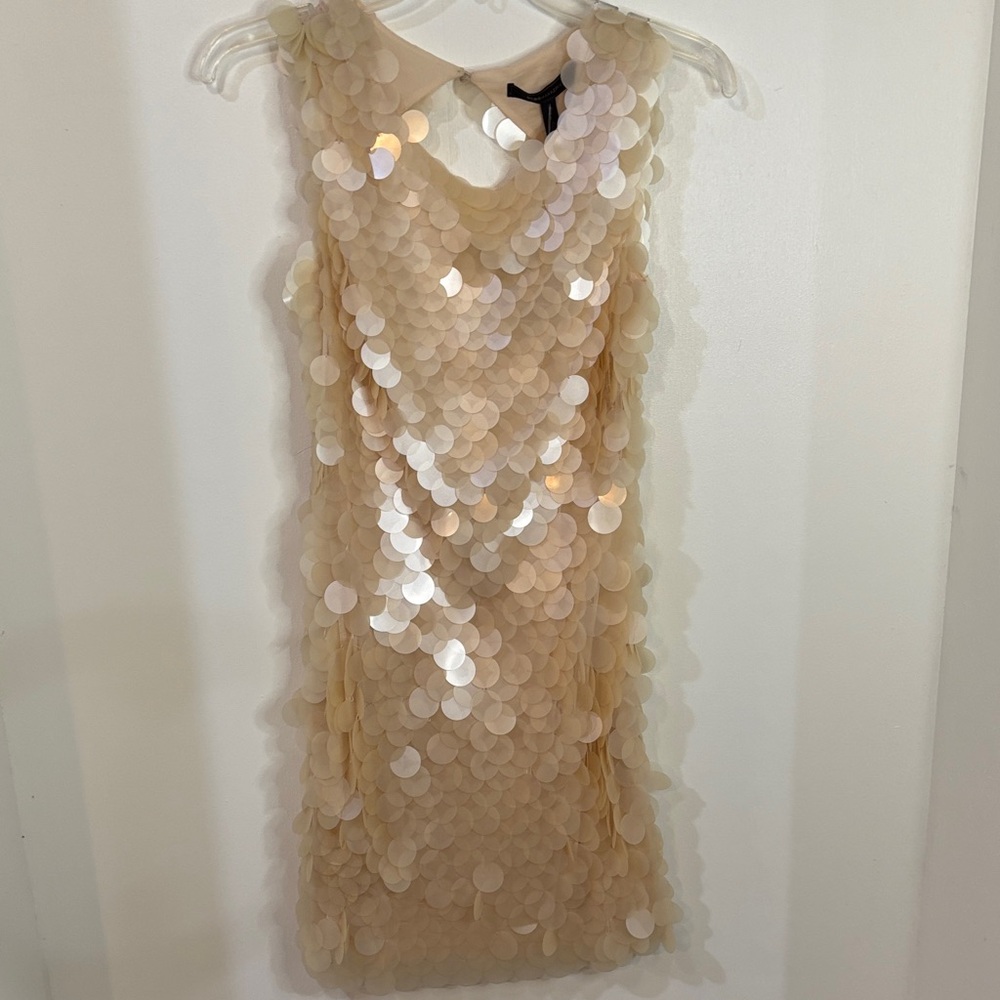 BCBGMaxAzria Cream Sequin Mini Dress